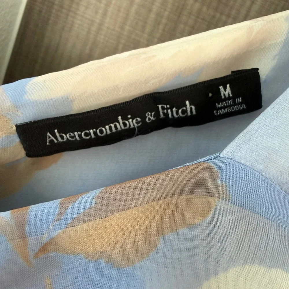 Abercrombie & Fitch Emerson Drama Bow Back Maxi Dress Blue Floral Print Medium